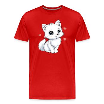Weißer Fuchs mit Herzen - Männer Premium Bio T-Shirt - Rot - Vorne - Damien (186cm)