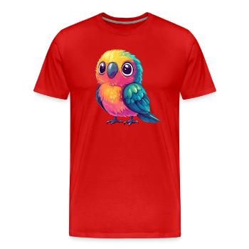 Perroquet coloré câlin - T-shirt bio Premium Homme - rouge - Devant - Damien (186cm)
