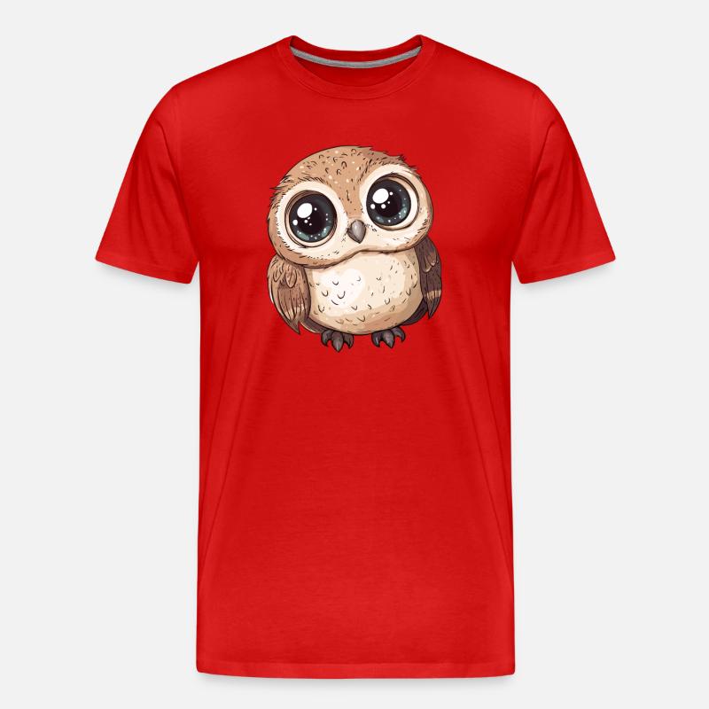 Süße große Eule - Männer Premium Bio T-Shirt - Rot