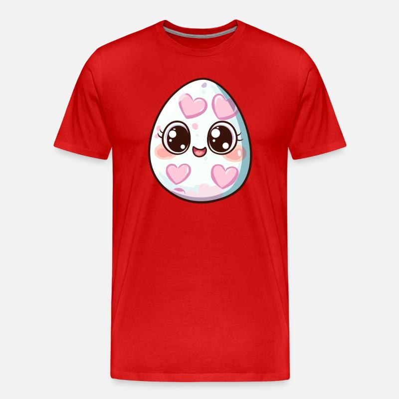 Süßes Ei mit Herzchen - Männer Premium Bio T-Shirt - Rot