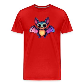 Colorful bat with big eyes - Men's Premium Organic T-Shirt - red - Front - Damien (186cm)