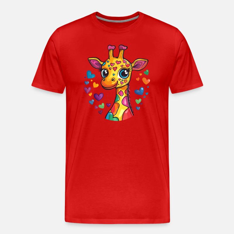 Herzige Regenbogen-Giraffe - Männer Premium Bio T-Shirt - Rot