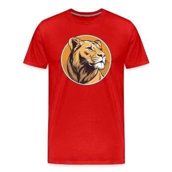 Proud lioness with a view - Men's Premium Organic T-Shirt - red - Front - Damien (186cm)