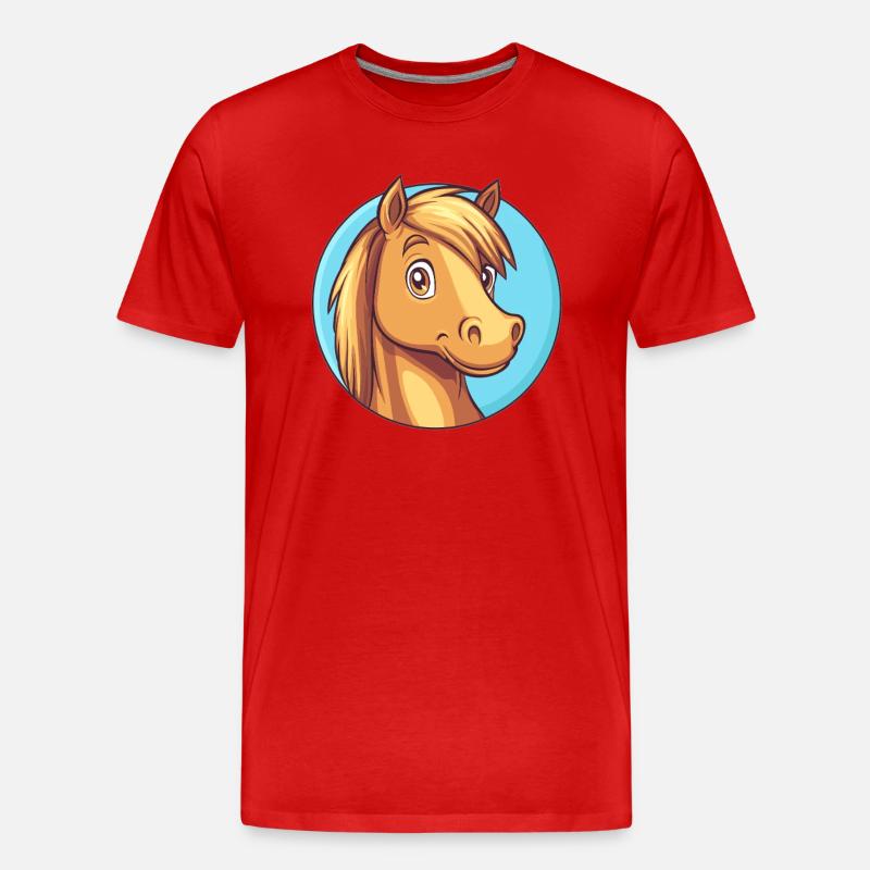 Fröhliches Pferd mit Lächeln - Männer Premium Bio T-Shirt - Rot