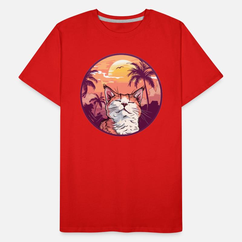 Chat au coucher du soleil T-shirt bio Premium Homme