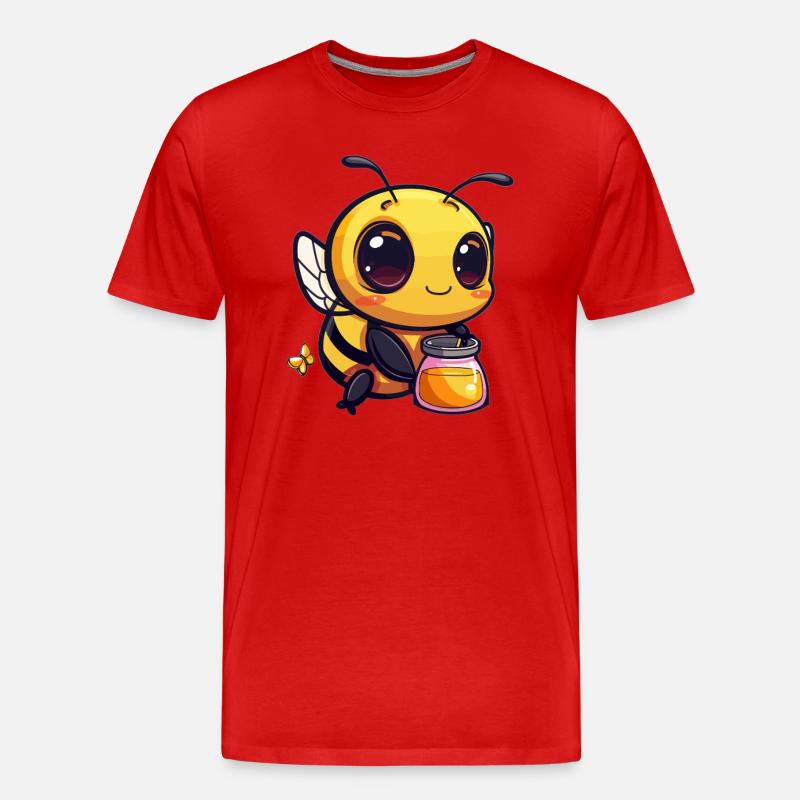 Honigbiene mit Glas - Männer Premium Bio T-Shirt - Rot
