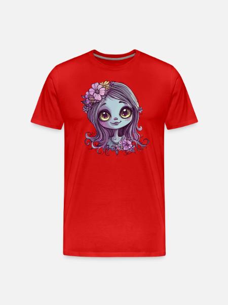 Blumenkind mit Glanzblick - Männer Premium Bio T-Shirt - Rot