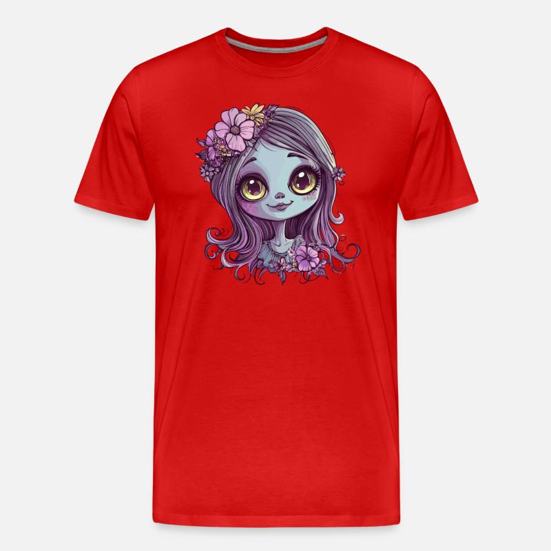 Blumenkind mit Glanzblick - Männer Premium Bio T-Shirt - Rot