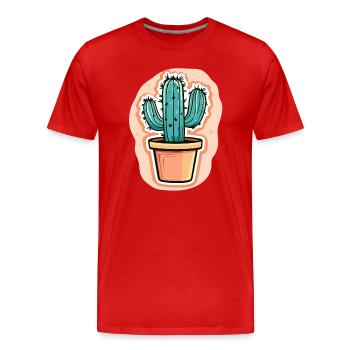 Topfkaktus mit Charme - Männer Premium Bio T-Shirt - Rot - Vorne - Damien (186cm)