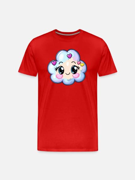Pastel Cloud with Hearts - Men's Premium Organic T-Shirt - red