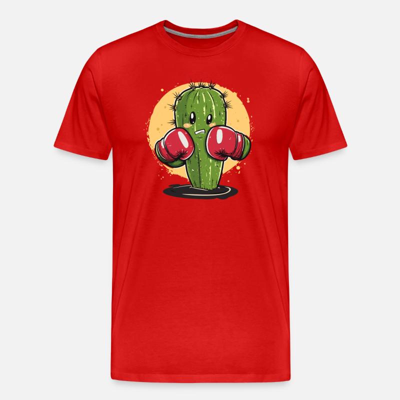 Box-Kaktus mit Power - Männer Premium Bio T-Shirt - Rot