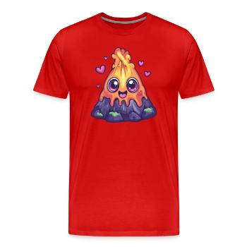 Volcan avec des cœurs - T-shirt bio Premium Homme - rouge - Devant - Damien (186cm)