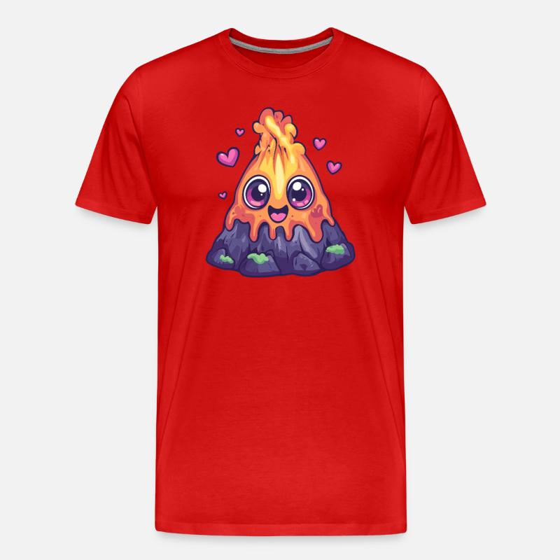 Vulkan mit Herzchen - Männer Premium Bio T-Shirt - Rot
