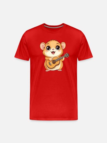 Hamster with guitar - Men's Premium Organic T-Shirt - red