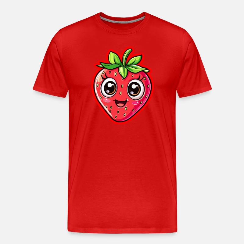 Fröhliche Erdbeere Gesicht - Männer Premium Bio T-Shirt - Rot