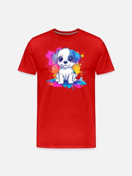 Puppy on paint splash - Men's Premium Organic T-Shirt - red