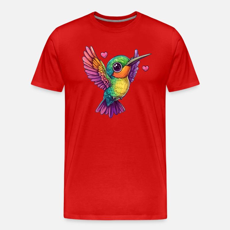Kolibri mit Herzchen - Männer Premium Bio T-Shirt - Rot
