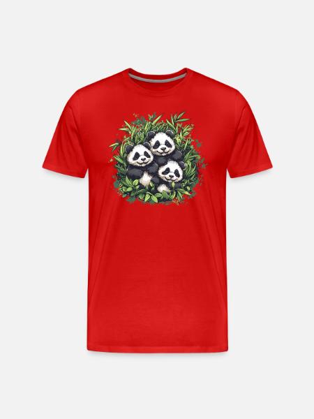 Three pandas in bamboo - Men's Premium Organic T-Shirt - red