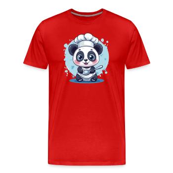 Panda avec toque de chef - T-shirt bio Premium Homme - rouge - Devant - Damien (186cm)