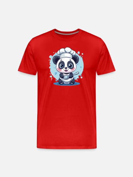 Panda with chef's hat - Men's Premium Organic T-Shirt - red