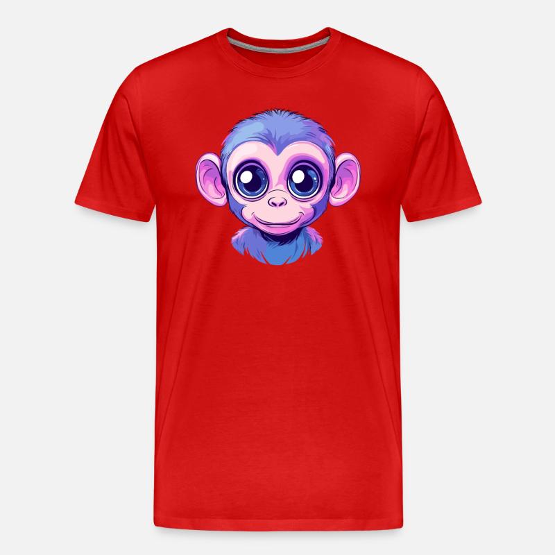 Bunter Affe Gesicht - Männer Premium Bio T-Shirt - Rot