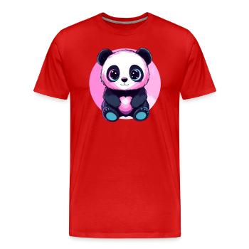 Panda Coeur Rose - T-shirt bio Premium Homme - rouge - Devant - Damien (186cm)