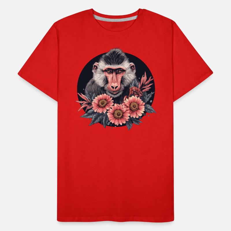 Mandrill à fleurs T-shirt bio Premium Homme