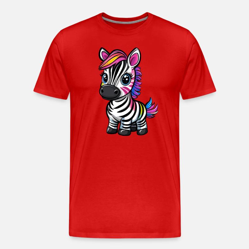 Bunt gestreiftes Zebra - Männer Premium Bio T-Shirt - Rot