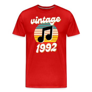 né millésime année 1992 idée cadeau années 90 - T-shirt bio Premium Homme - rouge - Devant - Damien (186cm)