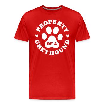 Propriété d’un lévrier - T-shirt bio Premium Homme - rouge - Devant - Damien (186cm)