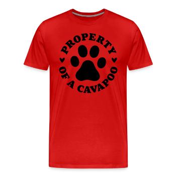 Eigentum eines Cavapoo - Männer Premium Bio T-Shirt - Rot - Vorne - Damien (186cm)