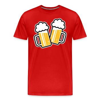 2 chopes de bière grillées, santé ! (chope de bière / 3C) - T-shirt bio Premium Homme - rouge - Devant - Damien (186cm)