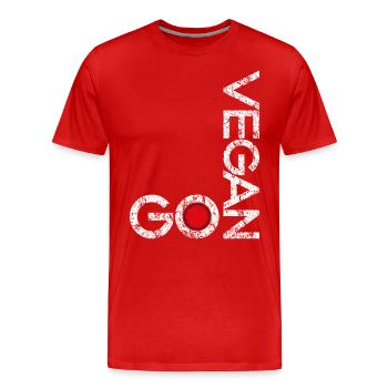 GO VEGAN ANIMAL RIGHTS NOW - Männer Premium Bio T-Shirt - Rot - Vorne - Damien (186cm)