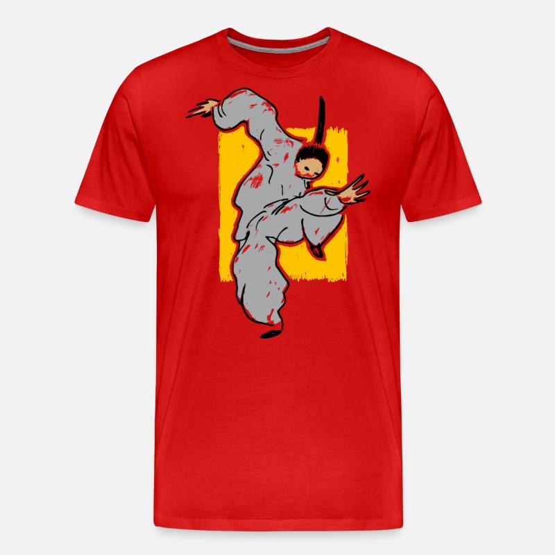 Kungfu Mönch - Männer Premium Bio T-Shirt - Rot