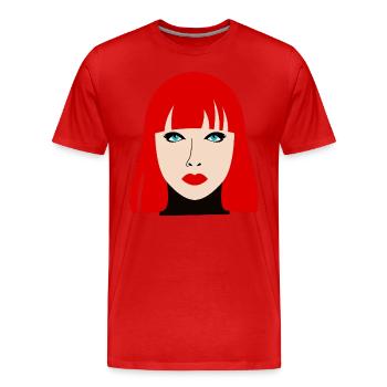 Rothaarige Frau mit blauen Augen - Männer Premium Bio T-Shirt - Rot - Vorne - Damien (186cm)