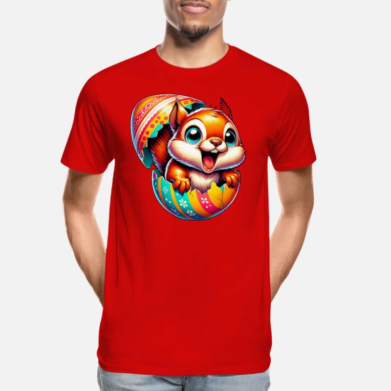 Easter Squirrel with Easter Egg: Cute Design Men's Premium Organic T-Shirt