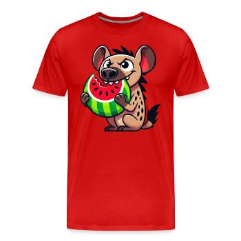Hyène mignonne avec des fruits de dessin animé de pastèque d’été - T-shirt bio Premium Homme - rouge - Devant - Damien (186cm)