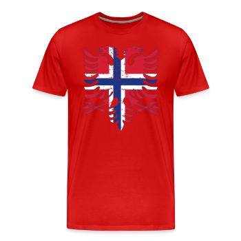 Albania Norway flag used look - Men's Premium Organic T-Shirt - red - Front - Damien (186cm)