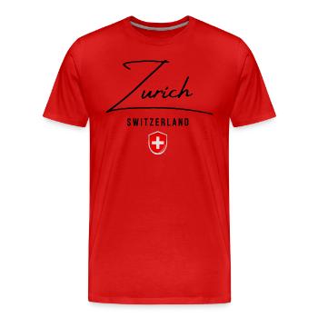 I Love Zürich, Zürich Schweiz - Männer Premium Bio T-Shirt - Rot - Vorne - Damien (186cm)
