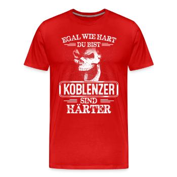 KOBLENZER - sind härter - Männer Premium Bio T-Shirt - Rot - Vorne - Damien (186cm)