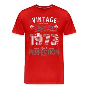 AGE TO PERFECTION 1973 born in 50 years anniversary - Men's Premium Organic T-Shirt - red - Front - Damien (186cm)