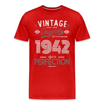 AGE TO PERFECTION born in 1942 anniversary 80 years - Men's Premium Organic T-Shirt - red - Front - Damien (186cm)