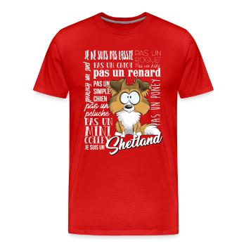 Je Suis Shetland - Fauve FR - T-shirt bio Premium Homme - rouge - Devant - Damien (186cm)