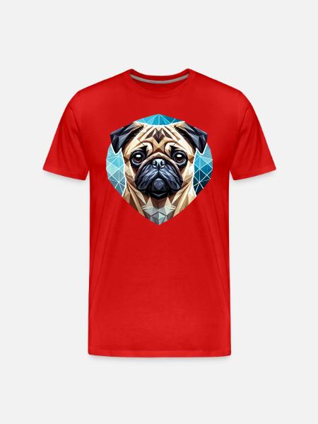 Pug Face Geometry Art - Men's Premium Organic T-Shirt - red