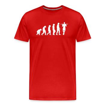Fitness Calisthenics Evolution - Männer Premium Bio T-Shirt - Rot - Vorne - Damien (186cm)