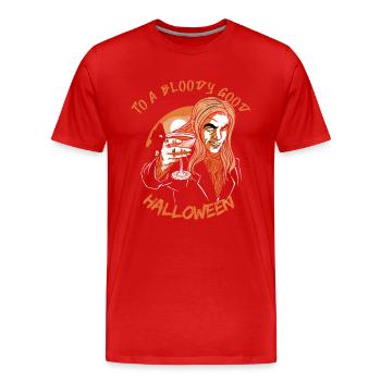 Halloween Vampire Pun Saying Halloween - Men's Premium Organic T-Shirt - red - Front - Damien (186cm)