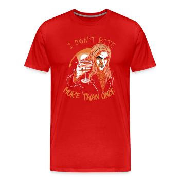 Ich beiße nicht mehr als einmal Vampir-Wortspiel - Männer Premium Bio T-Shirt - Rot - Vorne - Damien (186cm)