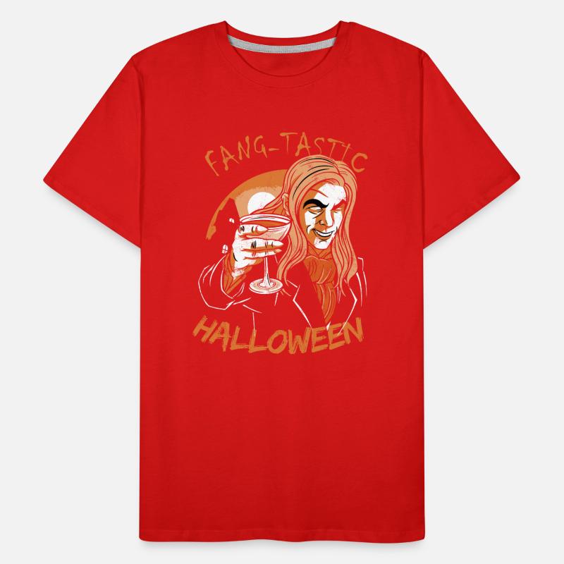 Fangtastic Halloween Vampire Pun Saying Men's Premium Organic T-Shirt