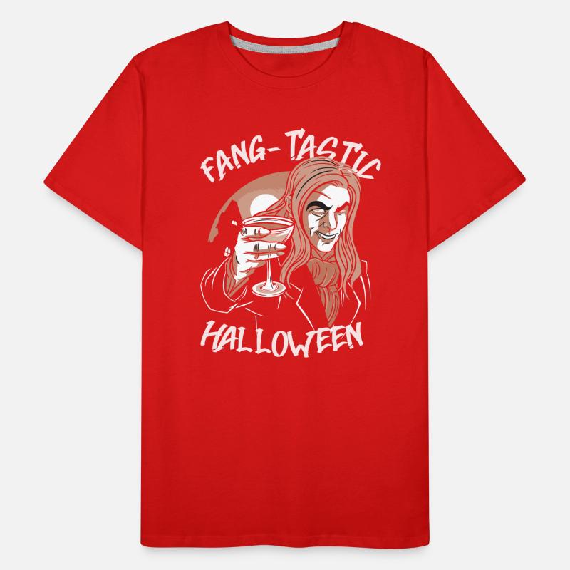 Fangtastic Halloween Vampire Pun Saying Men's Premium Organic T-Shirt