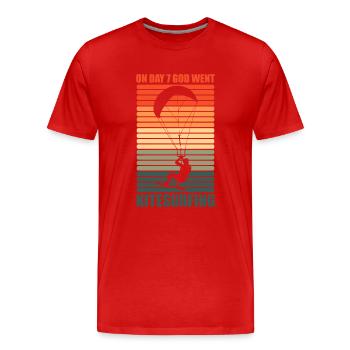 Le jour 7, Dieu est allé kitesurf drôle - T-shirt bio Premium Homme - rouge - Devant - Damien (186cm)